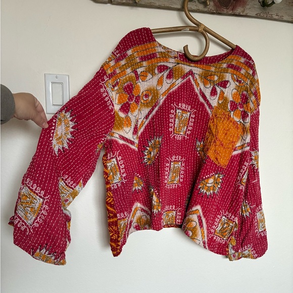 Kantha Bae Colorful Bohemian Handmade Vintage Textile Top Women's Free Size - Picture 3 of 6